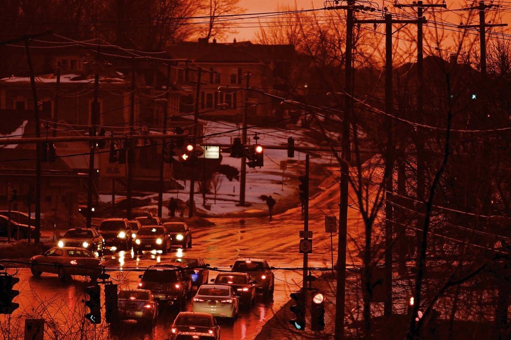 Orange winter sunset from New Times roof.