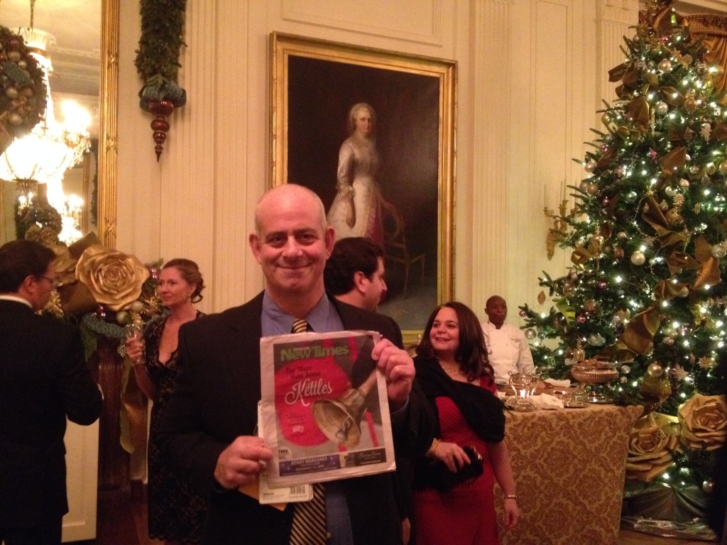 Jeff Kramer with portrait of Martha Washington. 