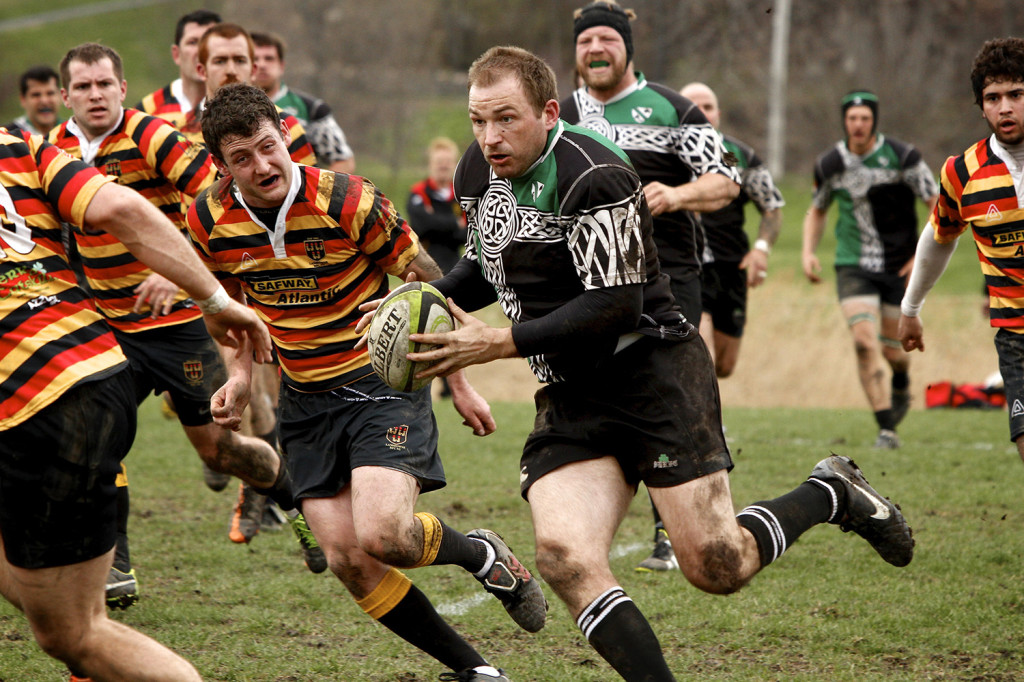 South Buffalo (black and green) 34 vs. Lansdowne 17. Michael Davis Photo | Syracuse New Times 