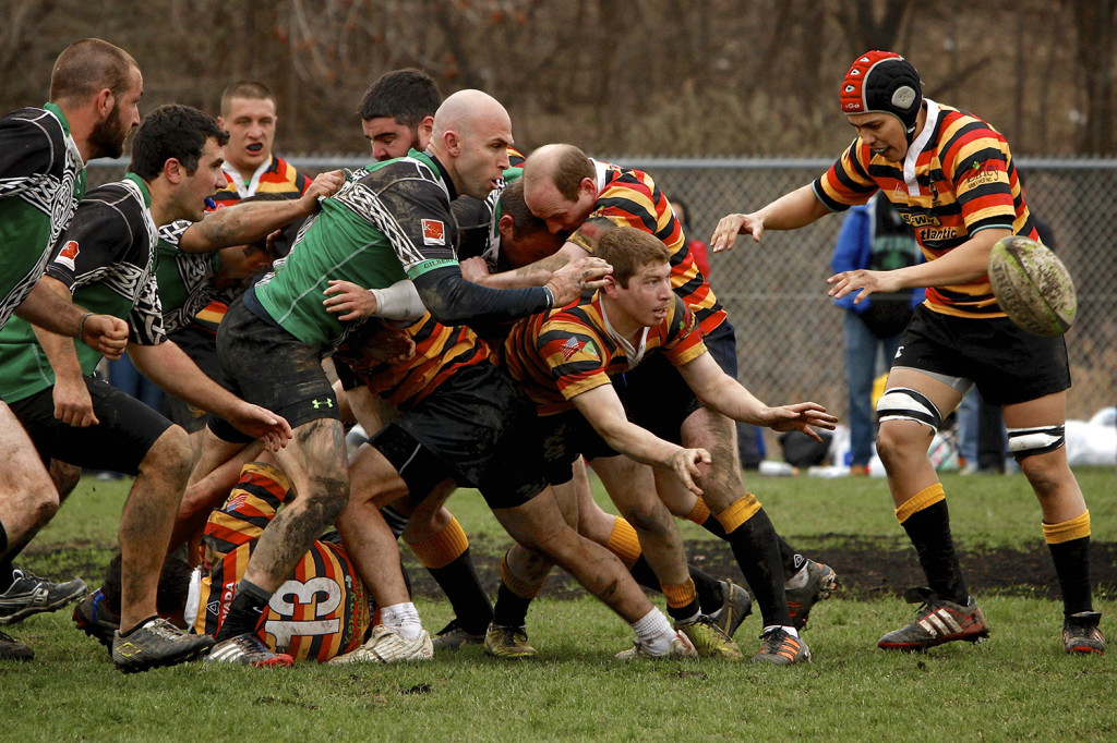South Buffalo (black and green) 34 vs. Lansdowne 17. Michael Davis Photo | Syracuse New Times 