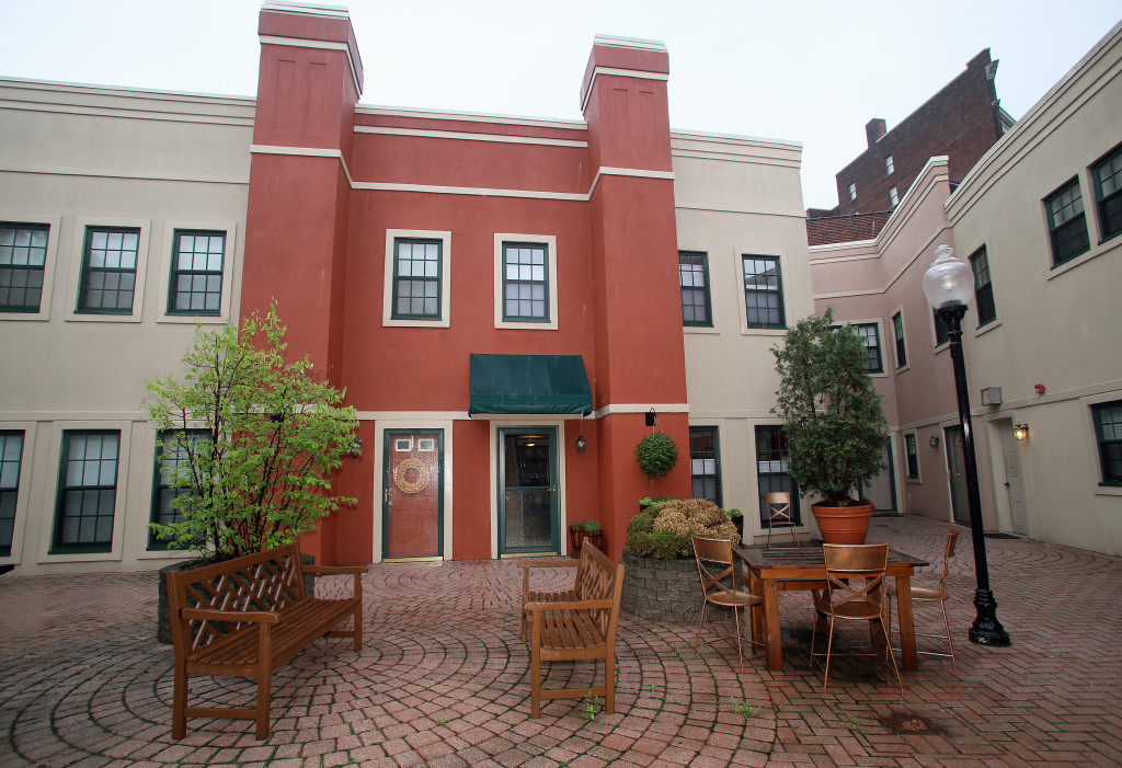 The outdoor courtyard led A.J. Goss to rent an apartment in Center Armory.  Gloria Wright Photo | Syracuse New Times