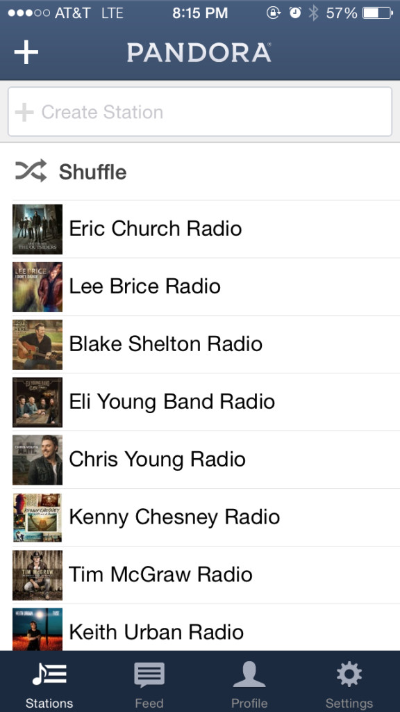 Pandora features custom playlists that are very intuitive and easy to use. Screenshot by David Armelino | Syracuse New Times