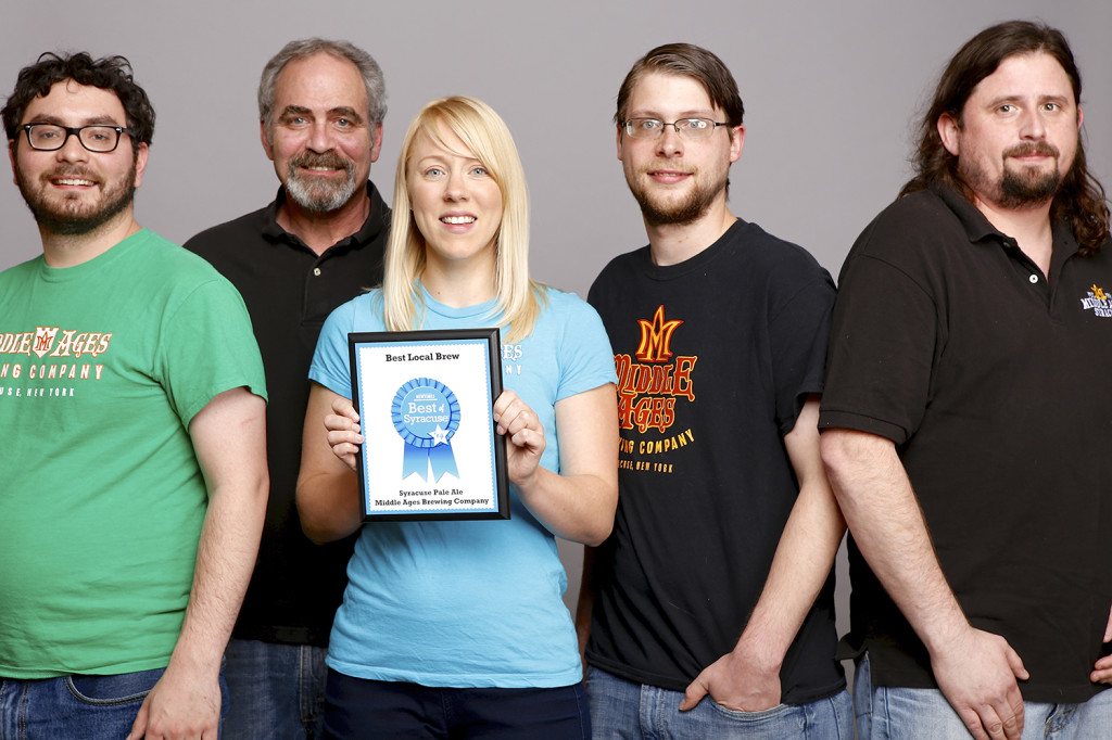 Best Local Brew - Syracuse Pale Ale, Middle Ages Brewing Company  Pictured: Isaac Rubenstein, Marc Rubenstein, Cheryl Mann, Trevor Osgood, Matthew Vogelsang Michael Davis Photo | Syracuse New Times