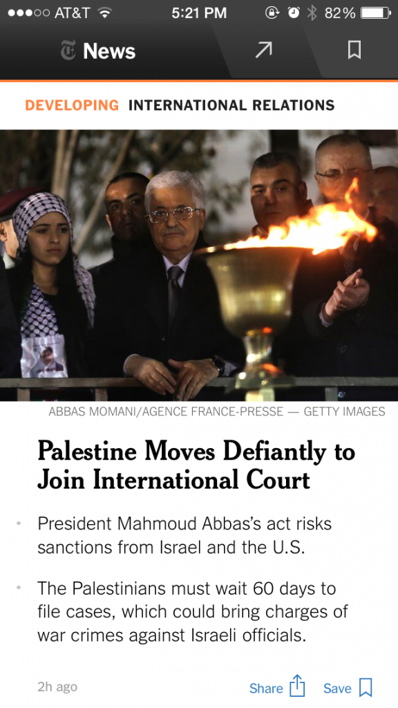 Screenshot of the NYT Now app. Screenshot by David Armelino | Syracuse New Times
