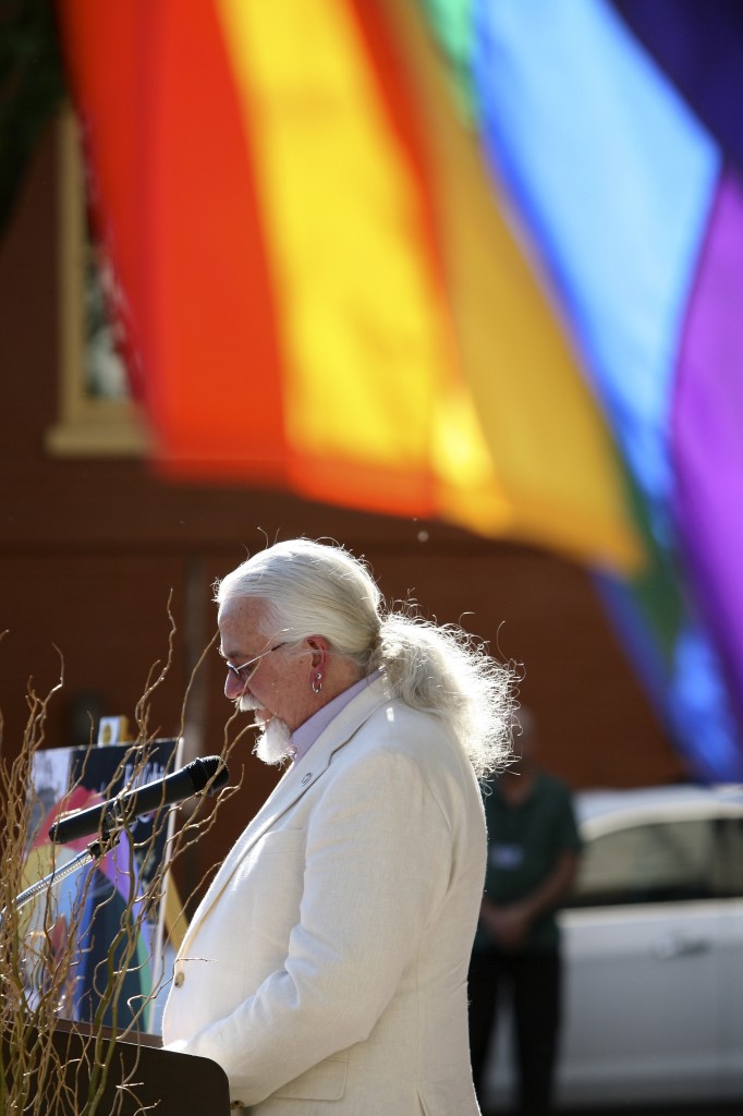 Harry Freeman-Jones speaks at Colvin's memorial. Photo by Ty Marshal | Syracuse New Times