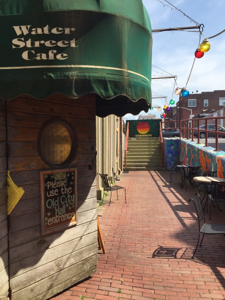 On the deck of the Water Street Cafe.