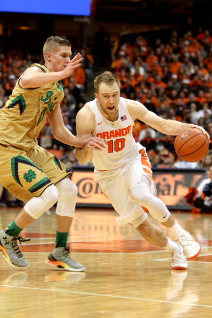 Trevor Cooney drives to the basket vs. Notre Dame. Michael Davis photo | Syracuse New Times